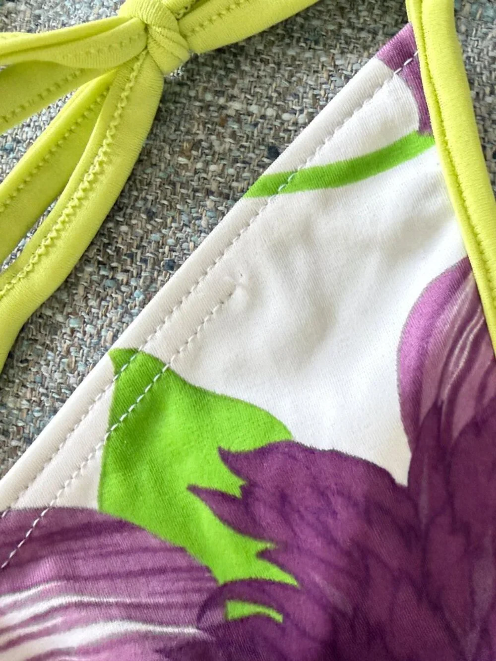 Burberry String Bikini Lime Green and Purple Floral Print Women's Medium - Picture 12 of 13